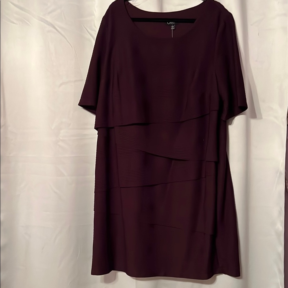 Connected Apparel Plum Colored Layered Dress.  BRAND NEW